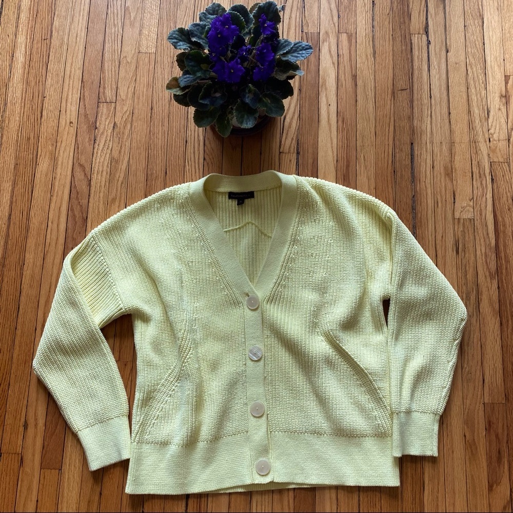Banana Republic Butter Chunky Ribbed Cardigan Sweater, “Yellow Confetti” Knit - Picture 5 of 17